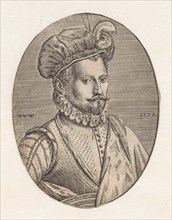 Portrait of an unknown man, wearing a feathered hat, print maker: Paulus van Wtewael, 1573