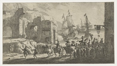 Masquerade at a port, attributed to Reinier Nooms, 1650 - 1664