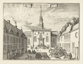 View of the New Church in Haarlem, The Netherlands, print maker: Romeyn de Hooghe, Romeyn de