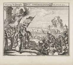 Plankenau Hasselaer on the Haarlem ramparts, 1573, Romeyn de Hooghe, 1688-1689, The Netherlands