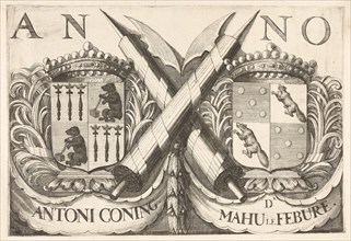 Coat of arms of Antoni Coning (mayor of Haarlem?) And Mahu le Febure (mayor of Haarlem). Between