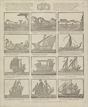 Print showing various old ships, David le Jolle, Anonymous, 1814 - c. 1820