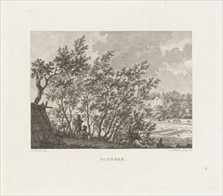 Landscape with two bird catchers, Izaak Jansz. de Wit, 1807