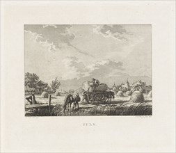 Two farmers harvesting hay, Izaak Jansz. de Wit, 1805