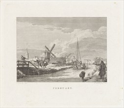 Winter Landscape with a barge, Izaak Jansz. de Wit, 1805