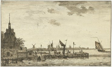 Harbour View of the Old Hooft Rotterdam, The Netherlands, print maker: Hendrik Kobell, 1768