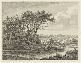 Landscape with river, Adrianus Serné, 1783 - 1853