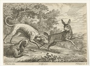 Hunting a hare, Jan Griffier (I), Pierce Tempest, 1680 - 1694