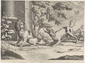 Incumbent and barking dog in squirrel, Hendrick Hulsbergh, Humphrey Lloyd, c. 1679 - 1729