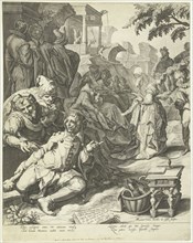 The prodigal son (left page), Jacob de Gheyn (II), Petrus Hogerbeets, Ger. Valk, 1596