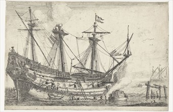 Repairing a big sailing ship, Reinier Nooms, 1656 - 1659