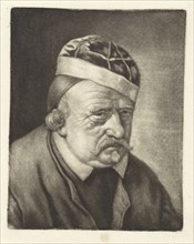Bust of a man with a hat, print maker: Michiel van Musscher, Adriaen van Ostade possibly, 1655 -