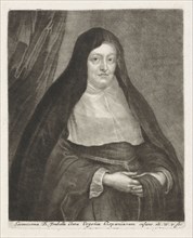 Portrait of Isabella Clara Eugenia, Infanta of Spain, print maker: Wallerant Vaillant, Anthony van