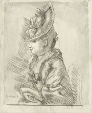 Portrait of a young lady with hat in profile, Louis Bernard Coclers, 1756 - 1817