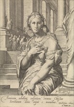 The adulteress, Jan Saenredam, Balthasarus Schonaeus, Gerard Valck, 1661 - 1726