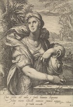 The Samaritan woman, Jan Saenredam, Balthasarus Schonaeus, Gerard Valck, 1661 - 1726