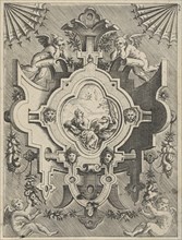 The evangelist John in cartouche, Pieter van der Heyden, Jacob Floris, Hieronymus Cock, 1566