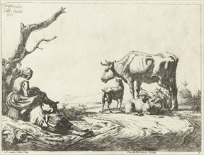 Shepherd and shepherdess with cattle, Adriaen van de Velde, 1653
