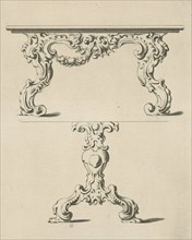 Console table and table leg in auricular style, print maker: Pieter Hendricksz. Schut, Gerbrand van