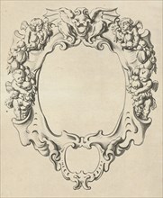 Cartouche with lobe ornament with four angels, Pieter Hendricksz. Schut, Gerbrand van den Eeckhout,