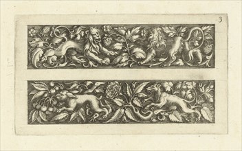 Two friezes, the upper with two lions, Michiel le Blon, c. 1611 - c. 1625