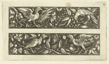 Two friezes, both with raptors, Michiel le Blon, c. 1611 - c. 1625