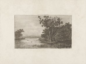 View of a forest lake, Martinus Antonius Kuytenbrouwer (jr.), weduwe A. Koning & J.F. Brugman, 1845