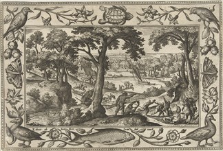 Boar Hunt, Adriaen Collaert, Eduwart Hoes Winckel, 1582-1586
