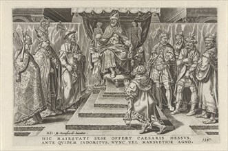 Surrender of the Landgrave of Hesse, 1547, Dirck Volckertsz Coornhert, Maarten van Heemskerck, 1555