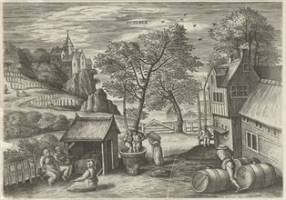 October, Julius Goltzius, Gillis Mostaert (I), Hans van Luyck, c. 1560 - 1595