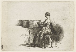 Girl at the Piano, David Bles, in or before 1863