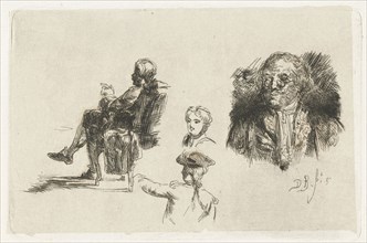 Study Sheet with four figures, David Bles, 1856