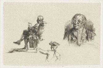 Study Sheet with three figures, David Bles, 1856