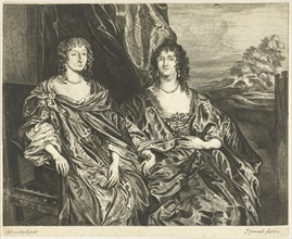 Double portrait of Ann Kirke and Anna Dalkeith, Johannes Gronsveld, 1679 - 1728