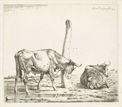 Taurus who is scratching a tree trunk, Wouter Johannes van Troostwijk, 1810