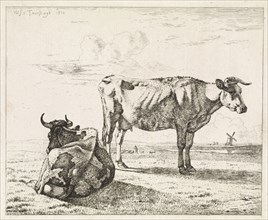 Cows in a pasture, print maker: Wouter Johannes van Troostwijk, 1810