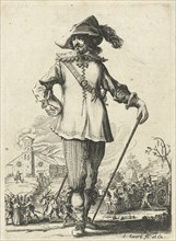 Standing officer with walking stick, Salomon Savery, Pieter Jansz. Quast, 1630 - 1665