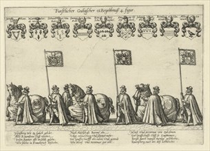 Funeral procession with horses and flag bearers, Anonymous, 1592