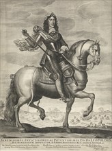 Portrait of Leopold I, Emperor of Germany, on horseback, Cornelis van Dalen (II), Wallerant