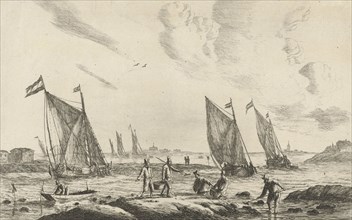 View of an inland waterway, print maker: Reinier Nooms, 1654 - 1658