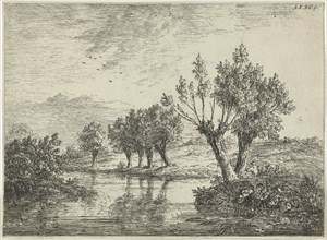 View of a river landscape, Arie Ketting de Koningh, 1825 - 1867