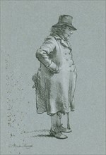 Portrait of Henry Delbroek, standing, right profile, Bottom left: H. Van der Brugh, Hendrik van der