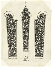 Three knife handles, Michiel le Blon, 1626