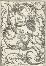 Panel with leaf tendrils and dragon, Johan Barra, Nicasius Rousseel, Wendel Dietterlin II, 1623