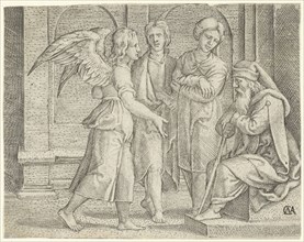 Tobias and the Angel with Tobit and Anna, Cornelis Massijs, 1544 - 1556