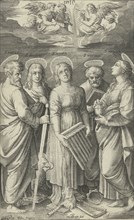 Saints Paul, John, Cecilia, Peter and Mary Magdalene, Nicolaes de Bruyn, Marcantonio Raimondi, 1581