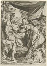 Mary with Child, Mary Magdalen and Jerome, Cristofano Cartaro, Baptista Parmiensis, 1586