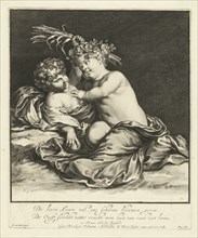 Two children playing: Spring and Autumn, print maker: Hendrik Bary, Anthony van Dyck, Gerard Valck,
