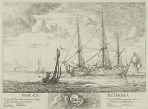 Fregat Pollux bij het wachtschip in de Schelde, 1784. Anonymous, 1784