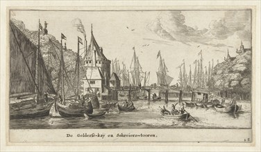 The Geldersekade and the Schreierstoren Amsterdam, The Netherlands, print maker: Reinier Nooms,